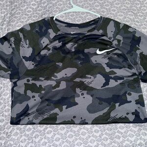 Nike Black and Gray Camouflage Top